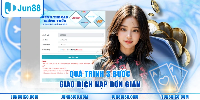 Quá trình 3 bước giao dịch nạp đơn giản